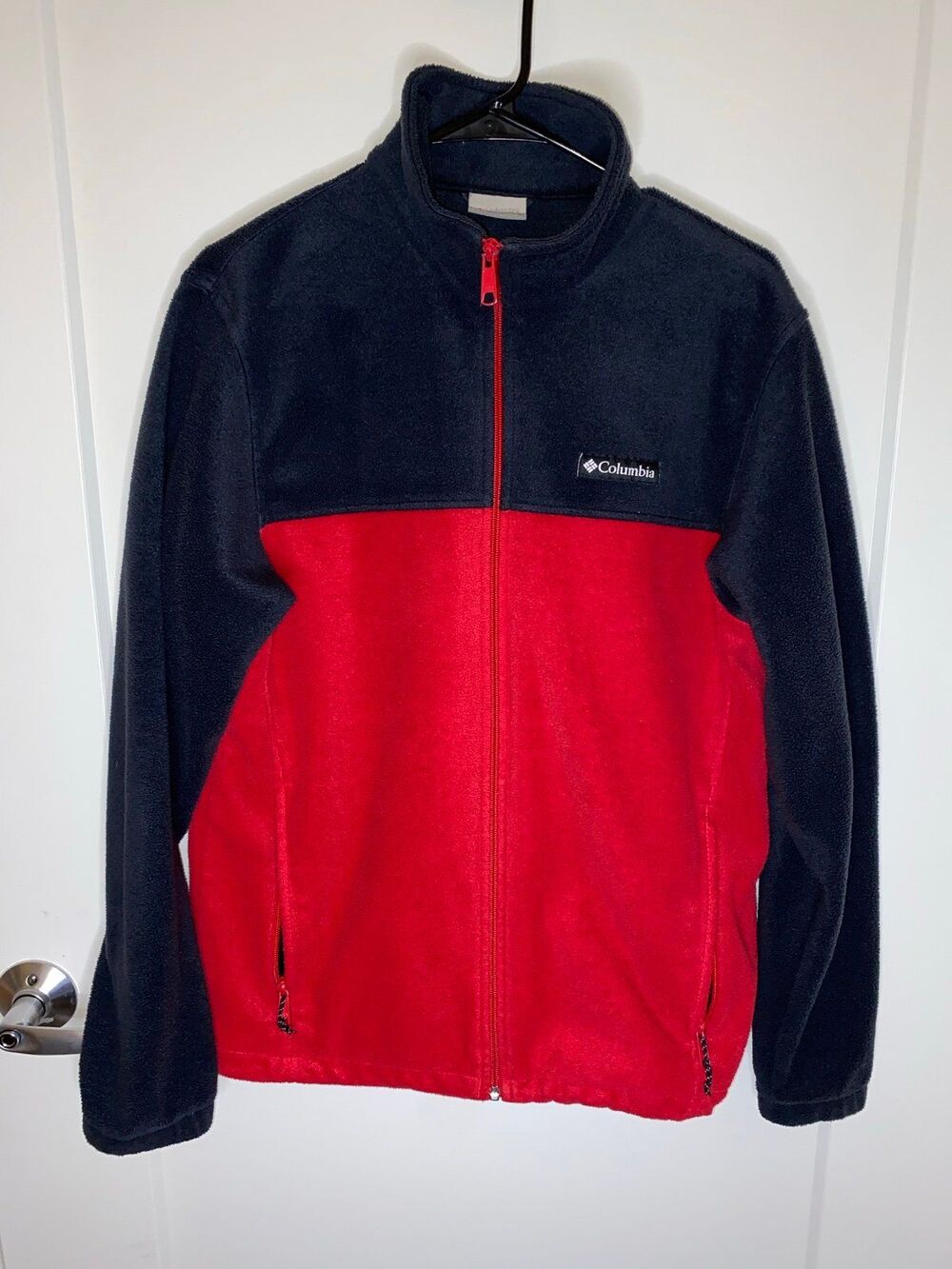 Columbia Fleece Jacket Red black Full Zip - Mens's Medium